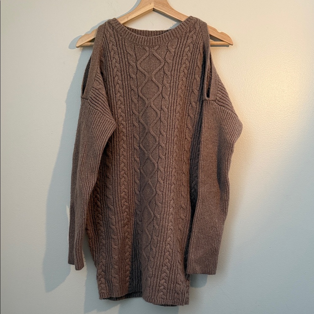 Express Brown Off-the-Shoulder Sweater